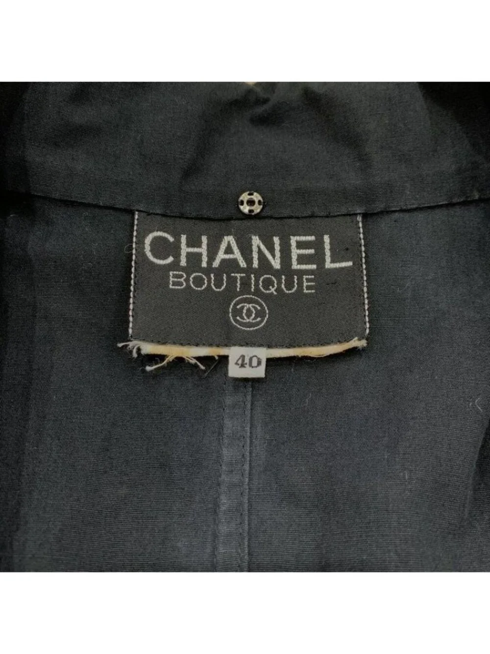 Chanel CC Logo Gold Button Vintage Dress 40 Black